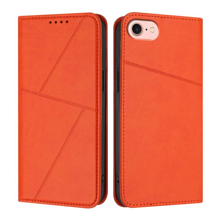 

For iPhone 16e Strong Magnetic Frosted Flip Leather Phone Case(Orange)