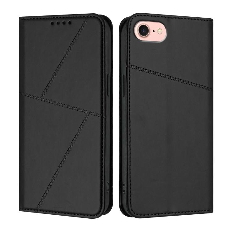 

For iPhone 16e Strong Magnetic Frosted Flip Leather Phone Case(Black)