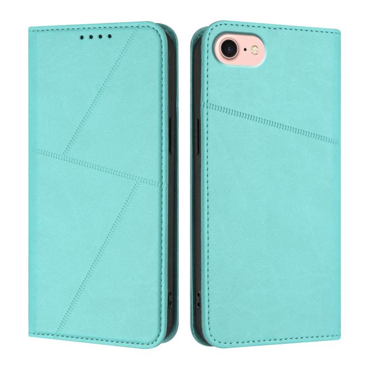 

For iPhone 16e Strong Magnetic Frosted Flip Leather Phone Case(Light Blue)