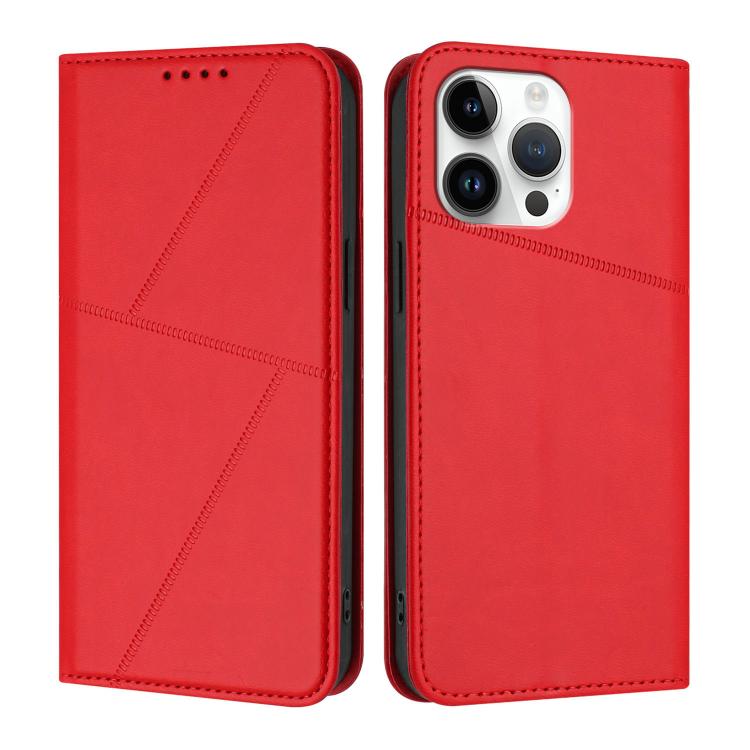 

For iPhone 15 Pro Max Strong Magnetic Frosted Flip Leather Phone Case(Red)