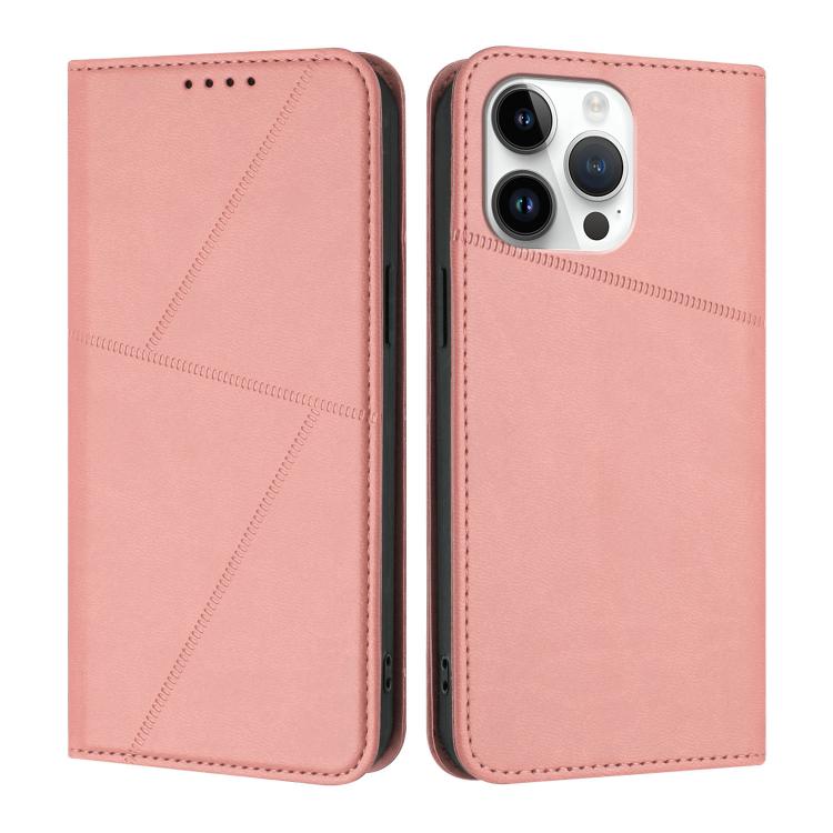 

For iPhone 15 Pro Max Strong Magnetic Frosted Flip Leather Phone Case(Pink)