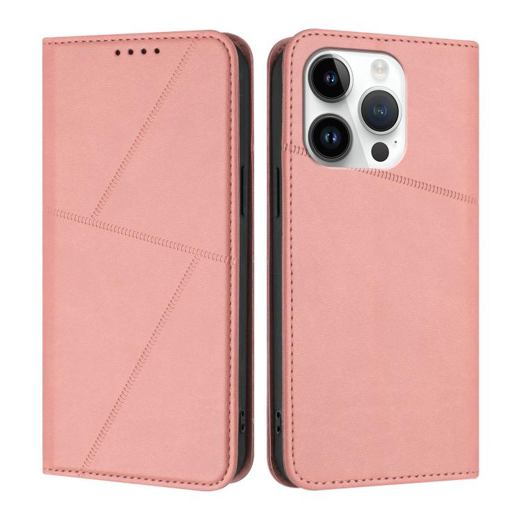 

For iPhone 15 Pro Strong Magnetic Frosted Flip Leather Phone Case(Pink)