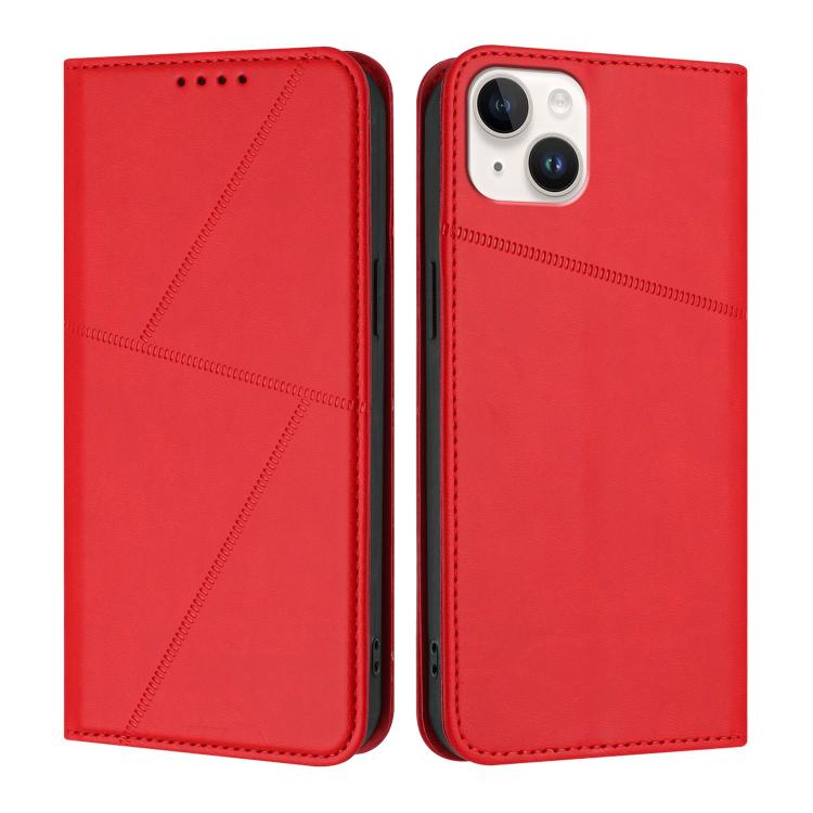 

For iPhone 15 Plus Strong Magnetic Frosted Flip Leather Phone Case(Red)