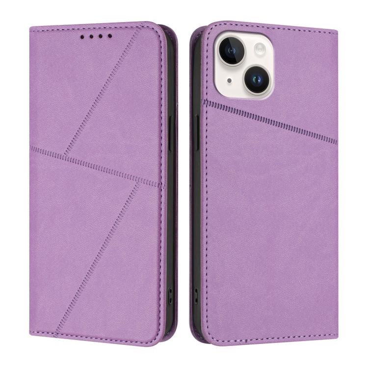 

For iPhone 15 Strong Magnetic Frosted Flip Leather Phone Case(Light Purple)