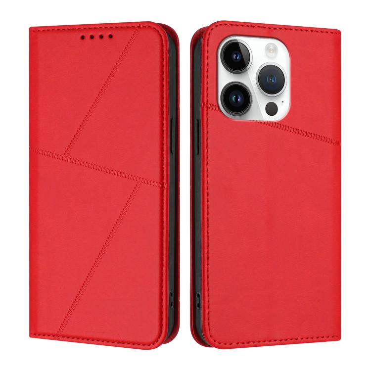 

For iPhone 14 Pro Strong Magnetic Frosted Flip Leather Phone Case(Red)