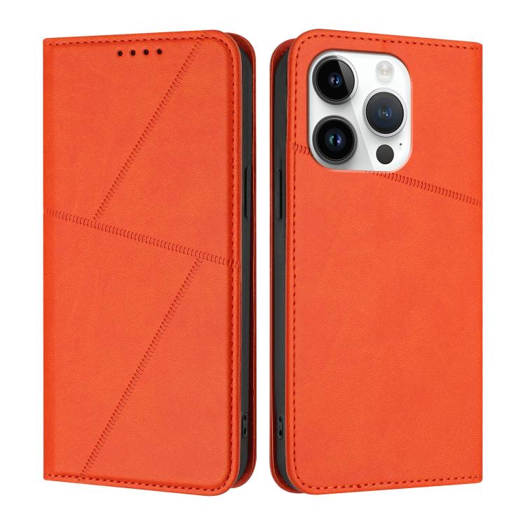 

For iPhone 14 Pro Strong Magnetic Frosted Flip Leather Phone Case(Orange)