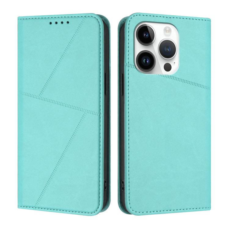 

For iPhone 14 Pro Strong Magnetic Frosted Flip Leather Phone Case(Light Blue)