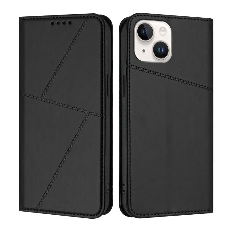

For iPhone 14 Strong Magnetic Frosted Flip Leather Phone Case(Black)