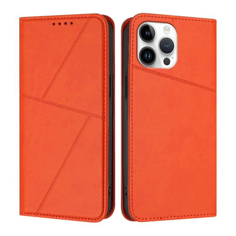 

For iPhone 13 Pro Max Strong Magnetic Frosted Flip Leather Phone Case(Orange)