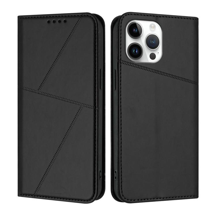 

For iPhone 13 Pro Max Strong Magnetic Frosted Flip Leather Phone Case(Black)