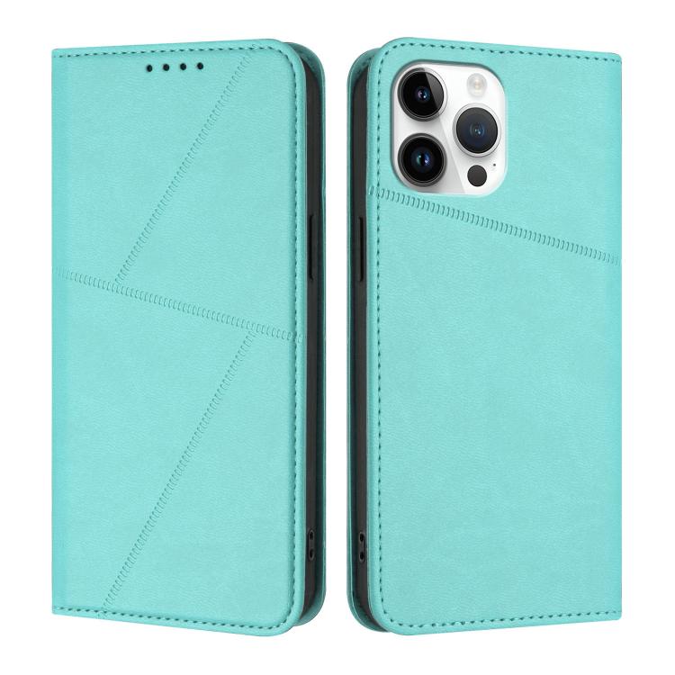 

For iPhone 13 Pro Max Strong Magnetic Frosted Flip Leather Phone Case(Light Blue)