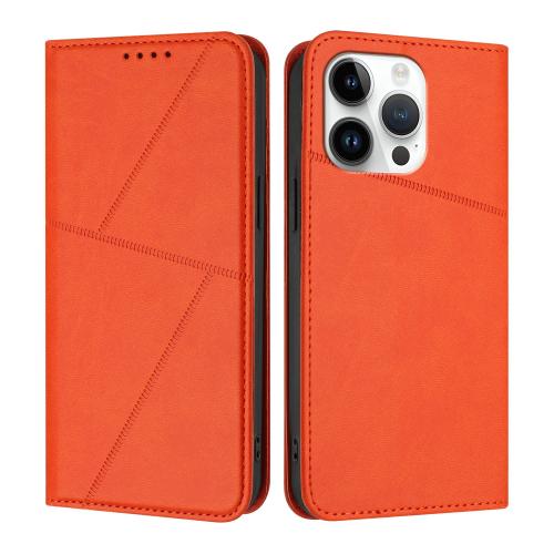 

For iPhone 13 Pro Strong Magnetic Frosted Flip Leather Phone Case(Orange)
