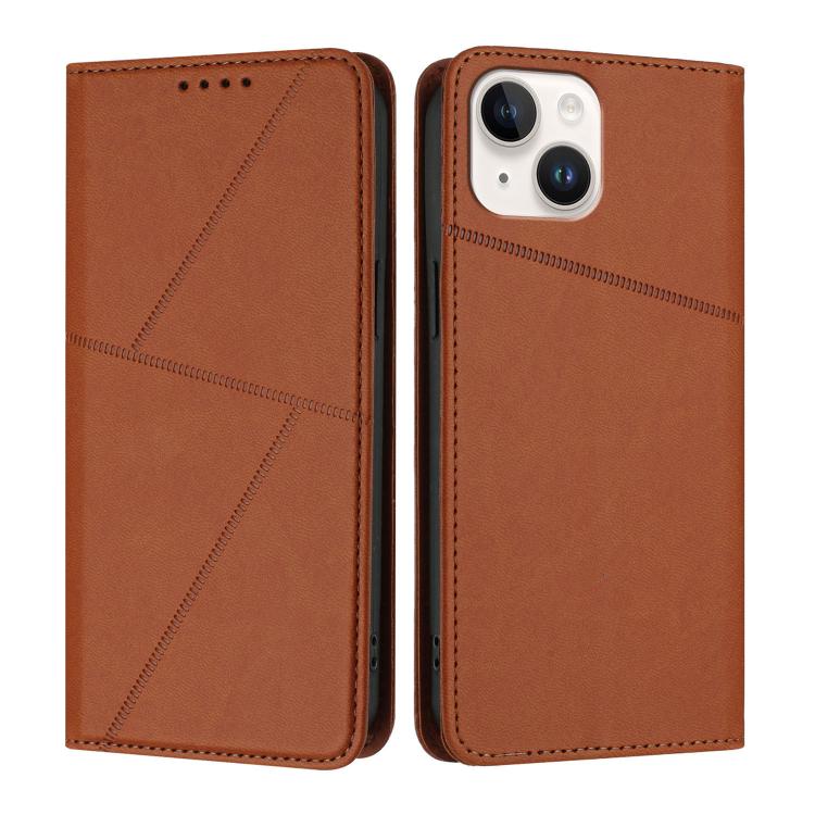 

For iPhone 13 Strong Magnetic Frosted Flip Leather Phone Case(Coffee Color)