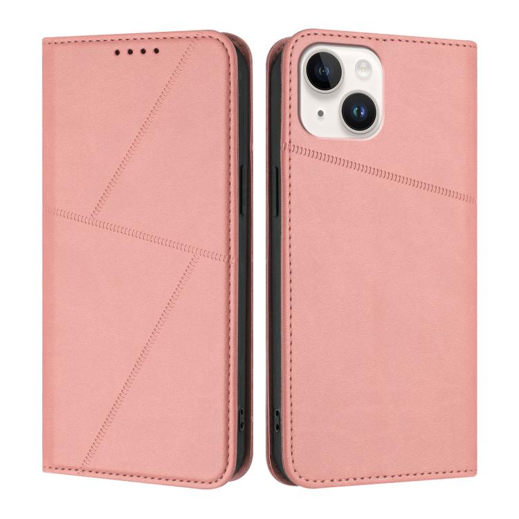 

For iPhone 13 Strong Magnetic Frosted Flip Leather Phone Case(Pink)