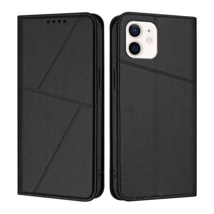 

For iPhone 12 / 12 Pro Strong Magnetic Frosted Flip Leather Phone Case(Black)