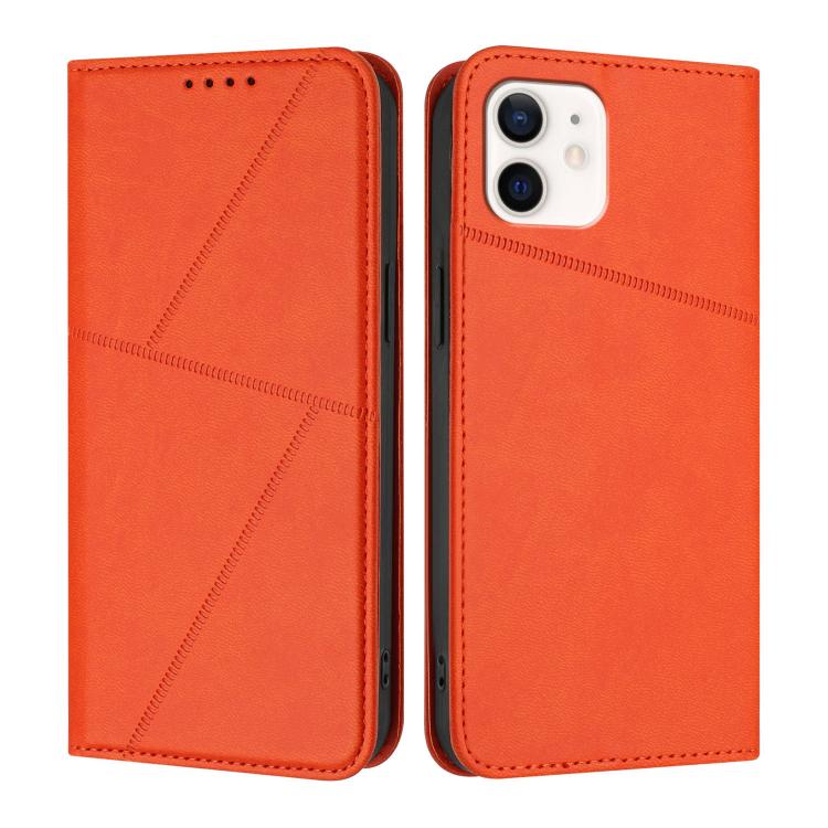 

For iPhone 12 mini Strong Magnetic Frosted Flip Leather Phone Case(Orange)