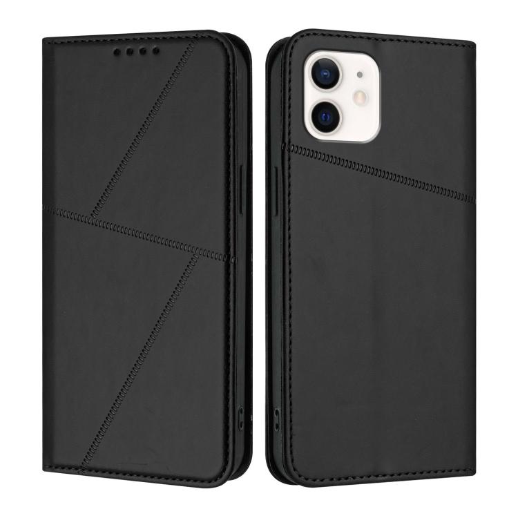 

For iPhone 12 mini Strong Magnetic Frosted Flip Leather Phone Case(Black)
