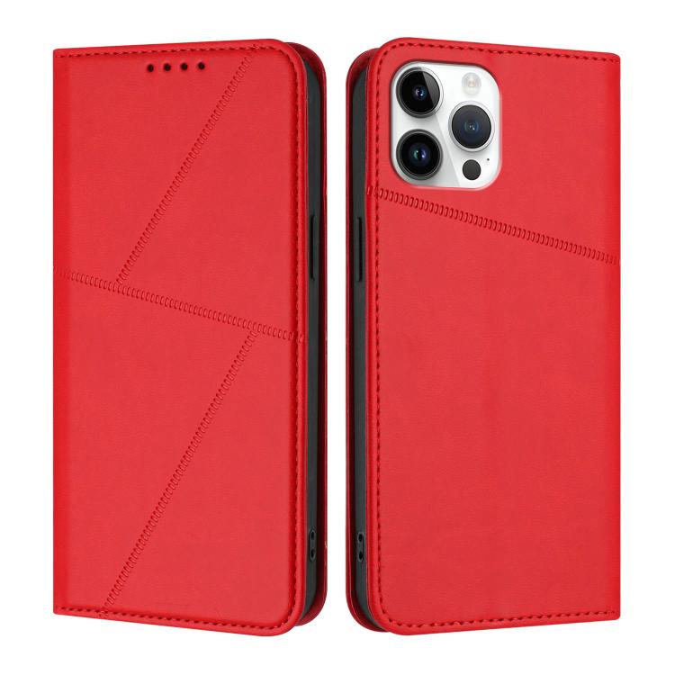

For iPhone 12 Pro Max Strong Magnetic Frosted Flip Leather Phone Case(Red)