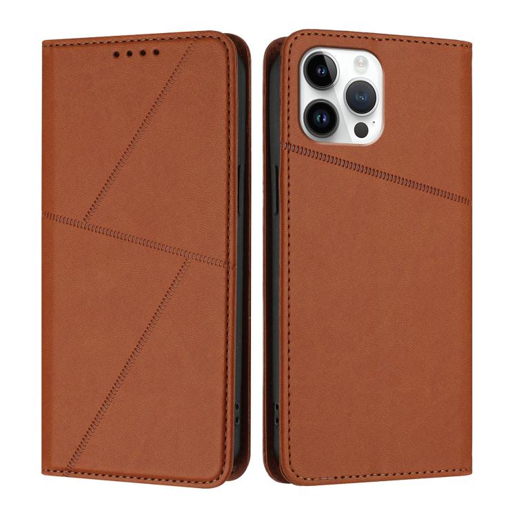 

For iPhone 12 Pro Max Strong Magnetic Frosted Flip Leather Phone Case(Coffee Color)