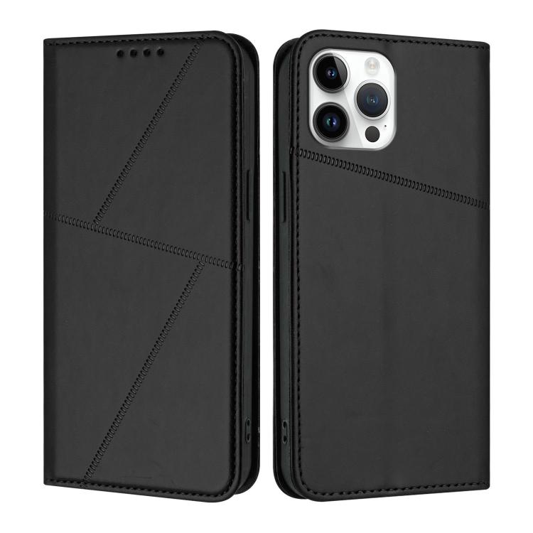 

For iPhone 12 Pro Max Strong Magnetic Frosted Flip Leather Phone Case(Black)