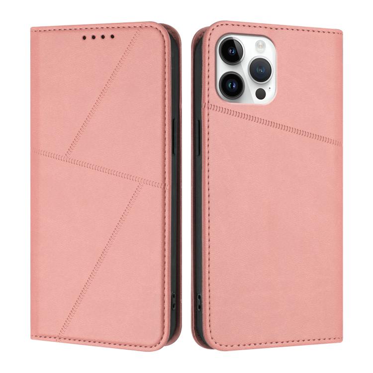 

For iPhone 12 Pro Max Strong Magnetic Frosted Flip Leather Phone Case(Pink)
