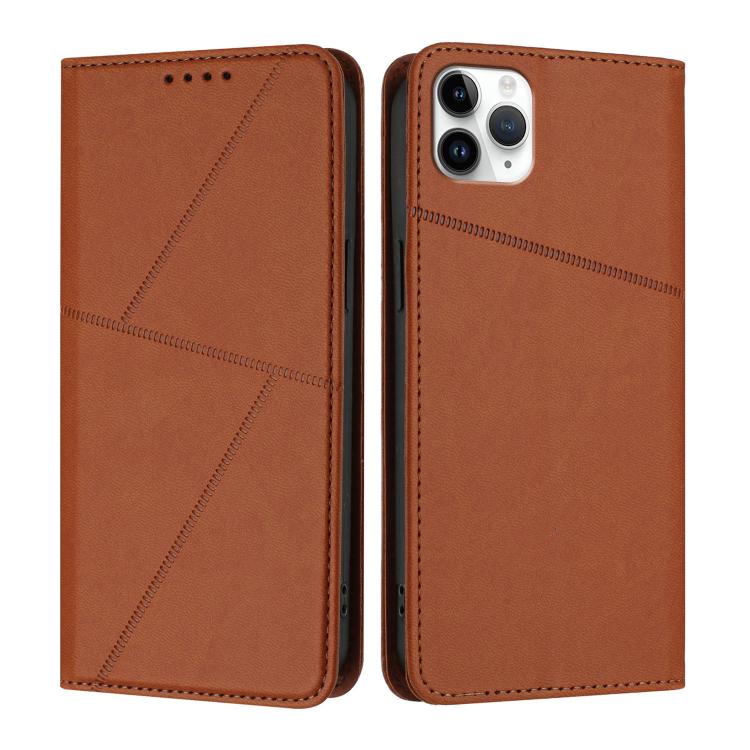 

For iPhone 11 Pro Max Strong Magnetic Frosted Flip Leather Phone Case(Coffee Color)
