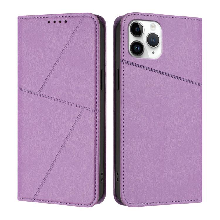 

For iPhone 11 Pro Strong Magnetic Frosted Flip Leather Phone Case(Light Purple)