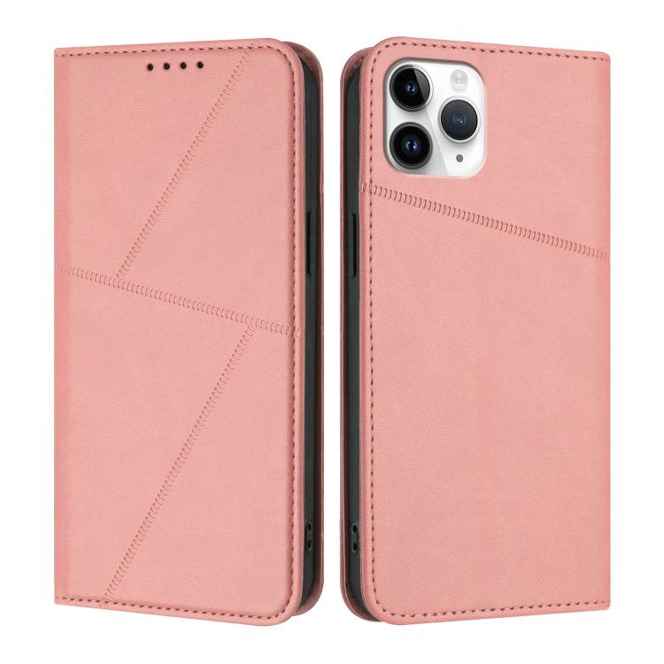 

For iPhone 11 Pro Strong Magnetic Frosted Flip Leather Phone Case(Pink)