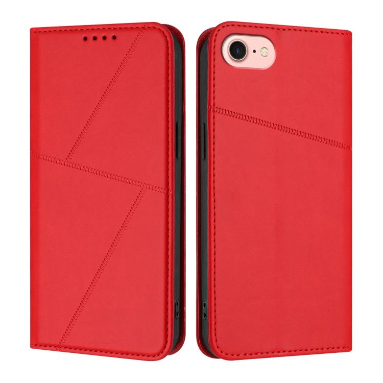 

For iPhone SE 2022 / SE 2020 / 8 / 7 Strong Magnetic Frosted Flip Leather Phone Case(Red)