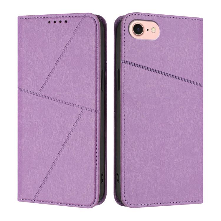 

For iPhone SE 2022 / SE 2020 / 8 / 7 Strong Magnetic Frosted Flip Leather Phone Case(Light Purple)