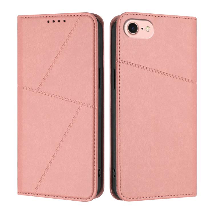 

For iPhone SE 2022 / SE 2020 / 8 / 7 Strong Magnetic Frosted Flip Leather Phone Case(Pink)