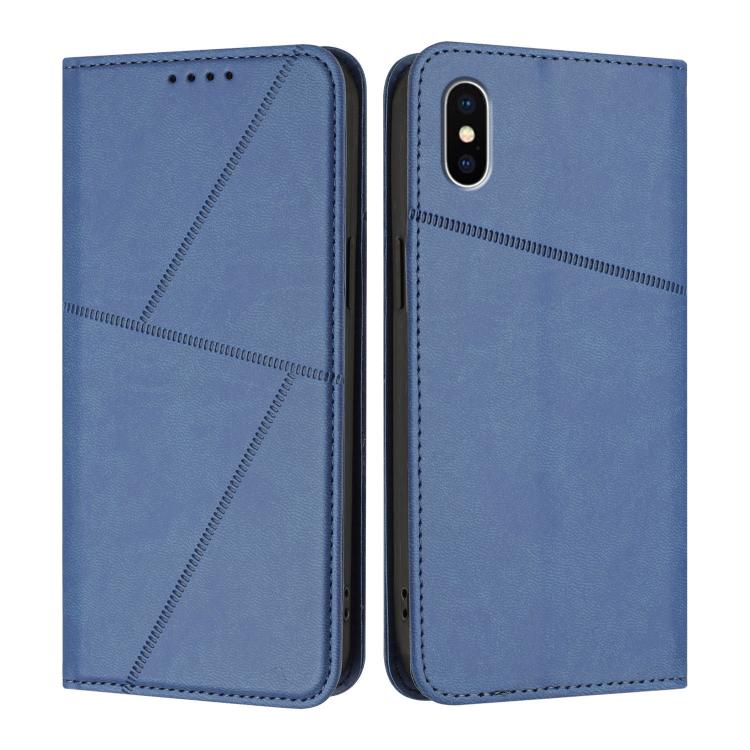 

For iPhone X / XS Strong Magnetic Frosted Flip Leather Phone Case(Royal Blue)