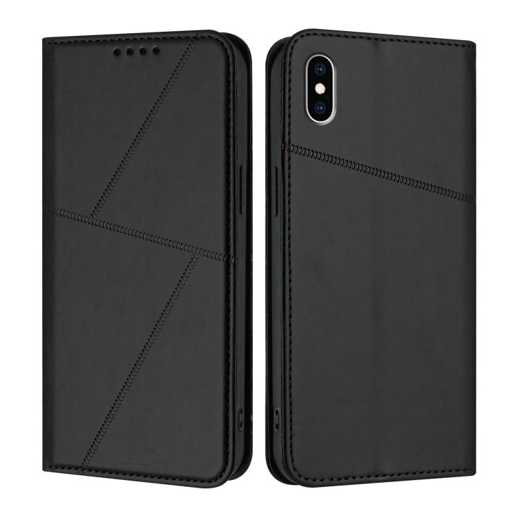 

For iPhone XS Max Strong Magnetic Frosted Flip Leather Phone Case(Black)