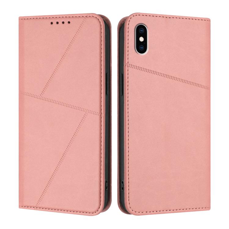 

For iPhone XS Max Strong Magnetic Frosted Flip Leather Phone Case(Pink)