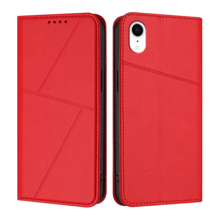 

For iPhone XR Strong Magnetic Frosted Flip Leather Phone Case(Red)