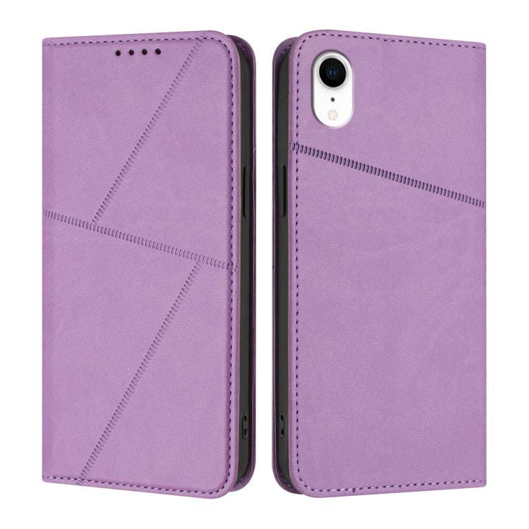 

For iPhone XR Strong Magnetic Frosted Flip Leather Phone Case(Light Purple)
