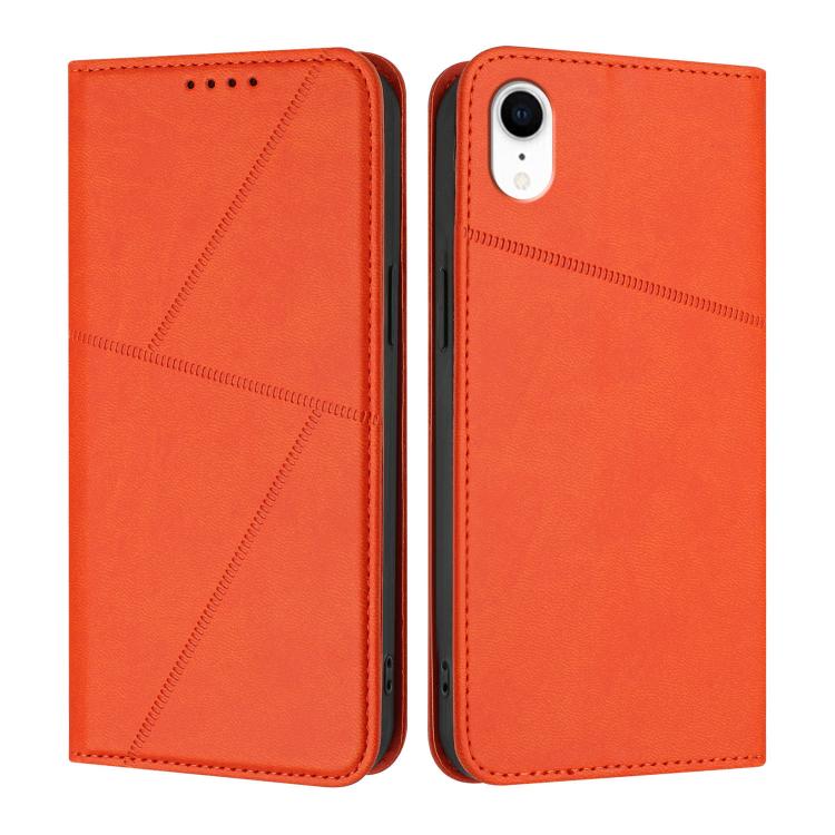 

For iPhone XR Strong Magnetic Frosted Flip Leather Phone Case(Orange)
