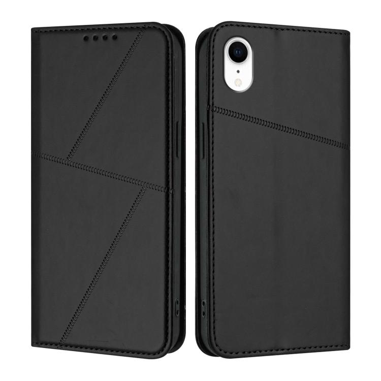 

For iPhone XR Strong Magnetic Frosted Flip Leather Phone Case(Black)