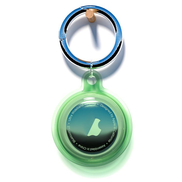 

For AirTag TPU Waterproof Protective Case with Keychain(Transparent Green)