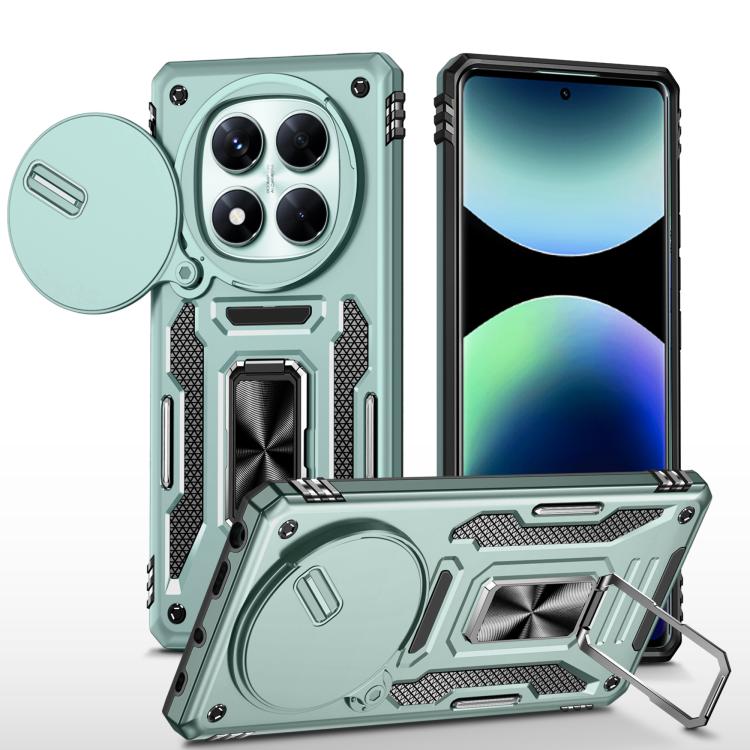 

For Redmi Note 14 Pro 5G / 4G Armor PC Hybrid TPU Camera Shield Phone Case(Alpine Green)