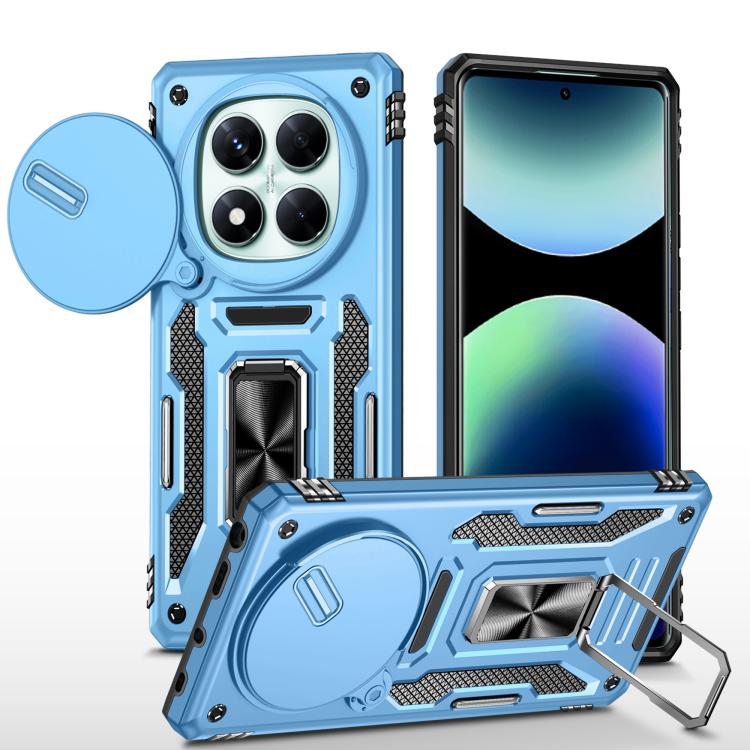

For Redmi Note 14 Pro 5G / 4G Armor PC Hybrid TPU Camera Shield Phone Case(Light Blue)