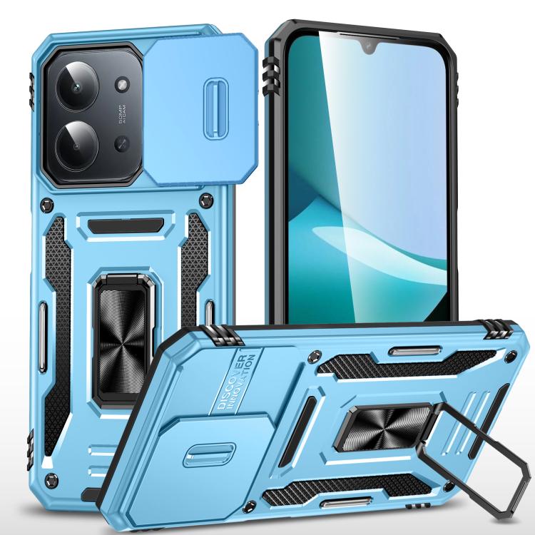 

For Redmi 15C 5G / 4G Global 171mm Armor PC Hybrid TPU Camera Shield Phone Case(Light Blue)