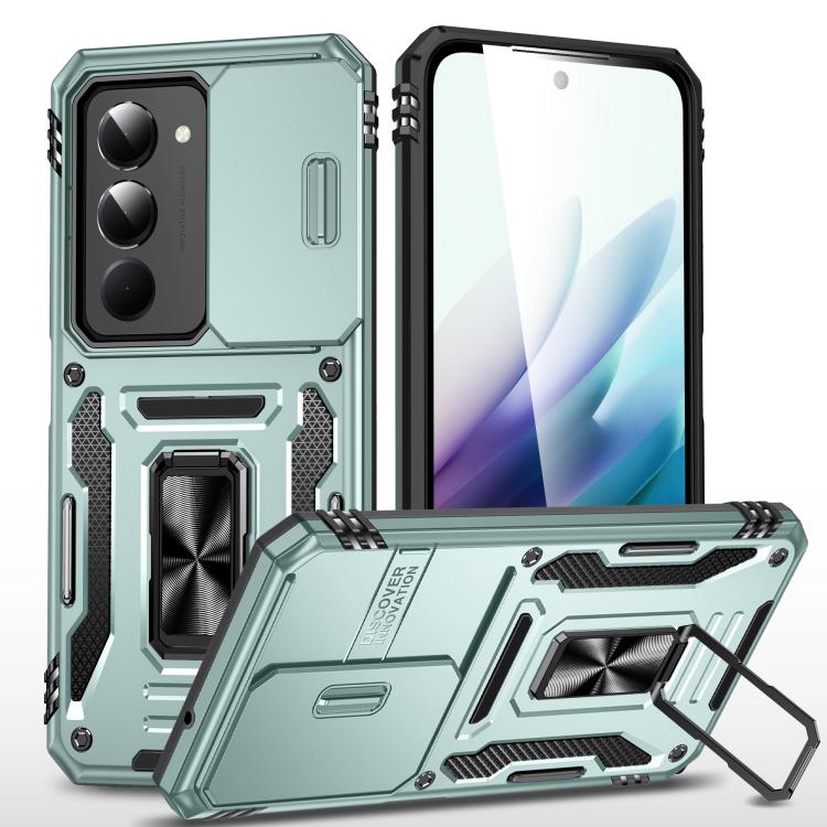 

For Redmi 15 5G / 4G EU 171mm Armor PC Hybrid TPU Camera Shield Phone Case(Alpine Green)