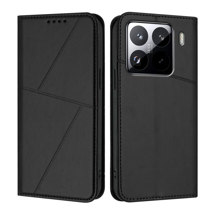 

For Xiaomi 15 Pro Strong Magnetic Frosted Flip Leather Phone Case(Black)