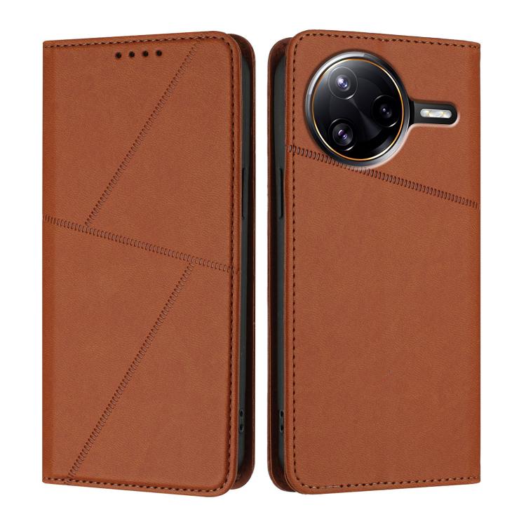 

For Xiaomi Poco F7 Ultra / Redmi K80 Pro Strong Magnetic Frosted Flip Leather Phone Case(Coffee Color)