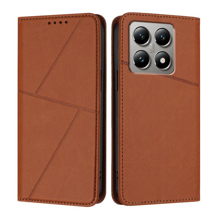 

For Xiaomi 15T 5G Strong Magnetic Frosted Flip Leather Phone Case(Coffee Color)