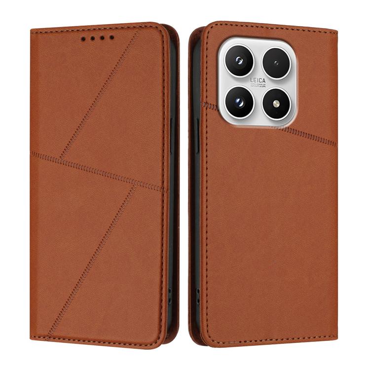 

For Xiaomi 17 Strong Magnetic Frosted Flip Leather Phone Case(Coffee Color)