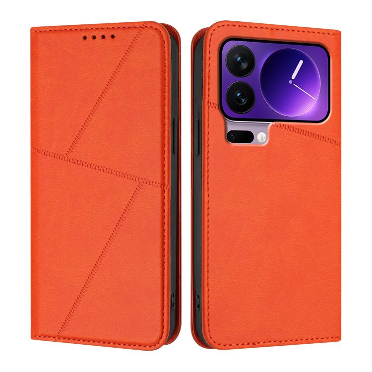 

For Xiaomi 17 Pro Strong Magnetic Frosted Flip Leather Phone Case(Orange)