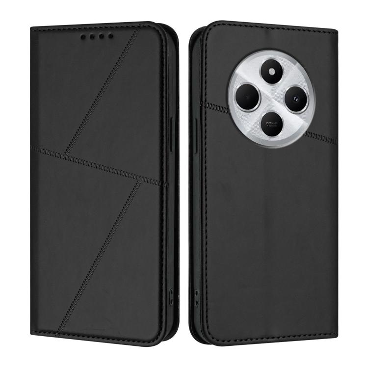 

For Redmi 14C 4G / 14R 5G / A4 5G Strong Magnetic Frosted Flip Leather Phone Case(Black)