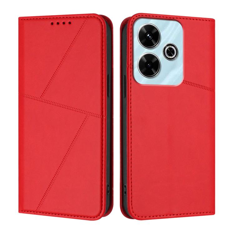 

For Redmi 13 4G / 5G Strong Magnetic Frosted Flip Leather Phone Case(Red)